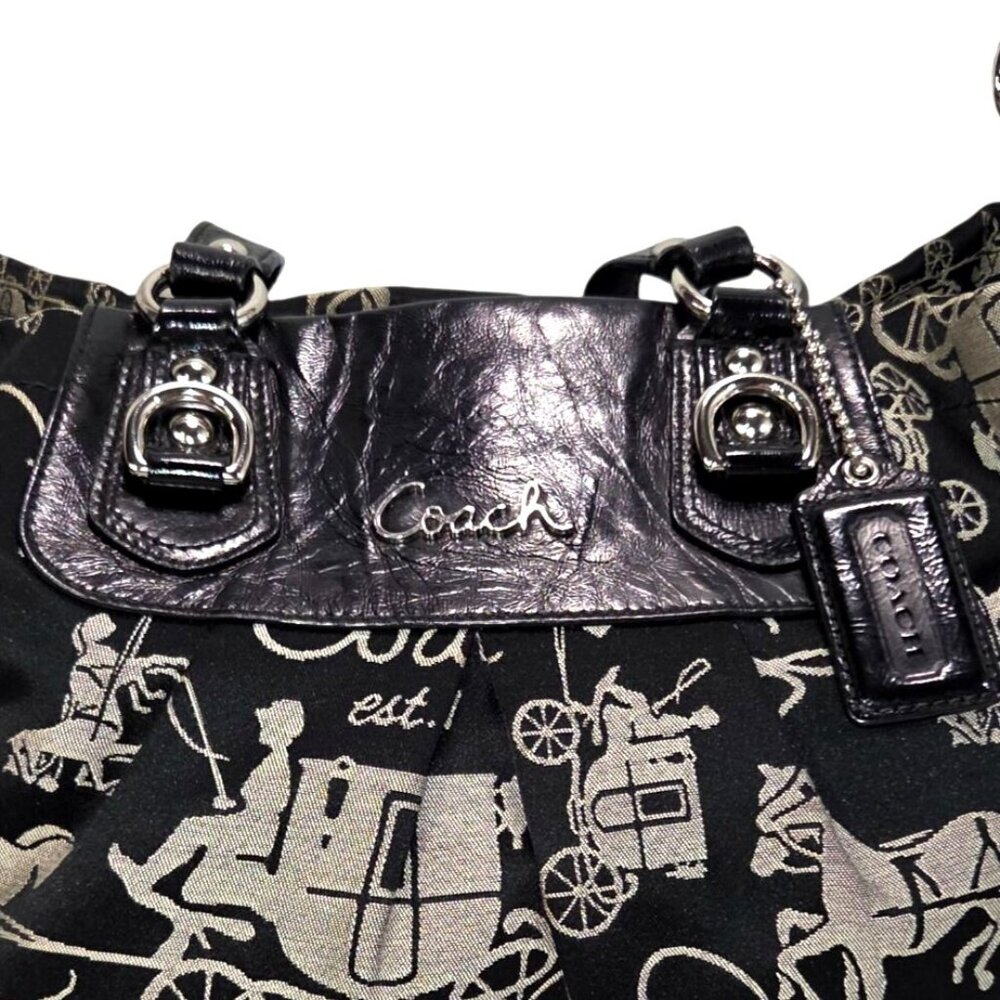 Coach Ashley F15656 Black Horse & Carriage Anniversary Satchel Handbag Purse - Picture 3 of 15